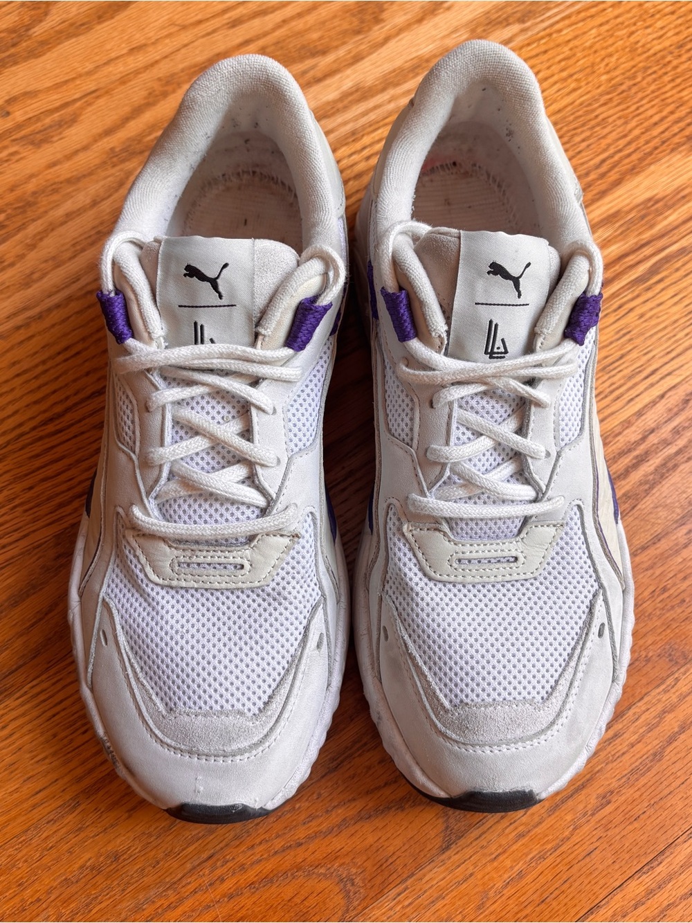 Puma White and Purple Women's Athletic Sneakers